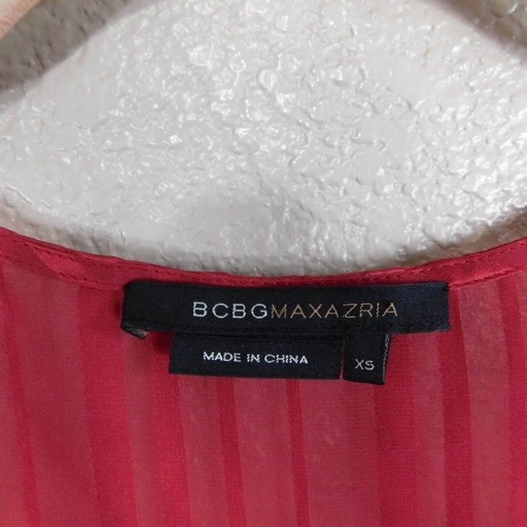 BCBG Max Azria Red V-Neck Sheer Sleeveless Top - Picture 4 of 6